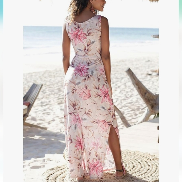 Lascana Maxi Sundress Floral women's sleeveles,pullover, Relaxed beach,sz 12. - Picture 3 of 16